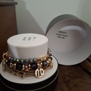 Bomb Party Celestial Dreams Gold and Black Beaded Bracelet Set